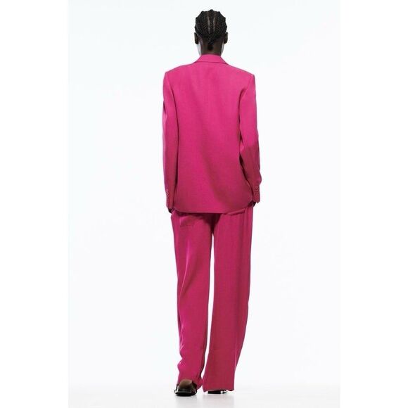 Zara Hot Pink Double Breasted Blazer Longline Oversized Women’s Small - Picture 5 of 13